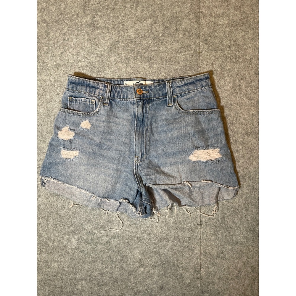 Hollister Curvy Ultra High Rise Vintage Relaxed Mom Shorts Light Distressed 5